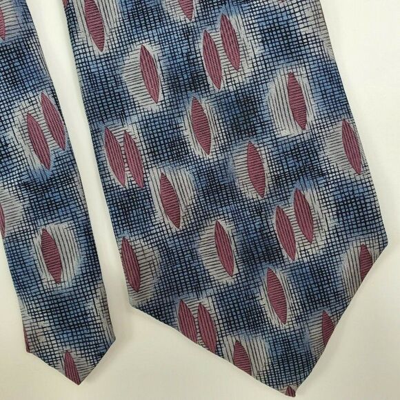 Stafford Abstract Blue Purple‎ Silk Wide Tie - Picture 1 of 6